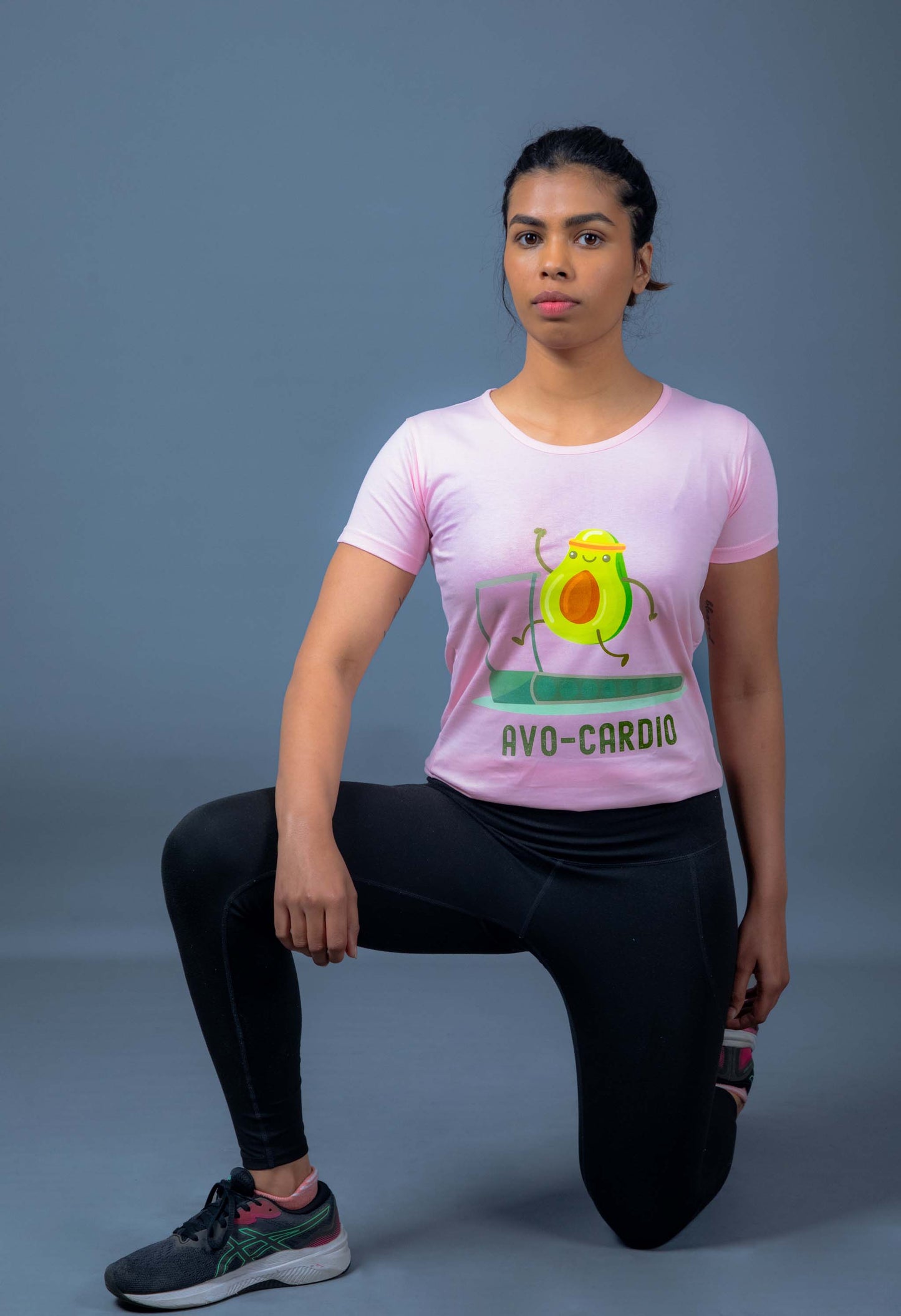 Woman wearing comfortable exercise wear, ideal for gym, yoga, and fitness activities