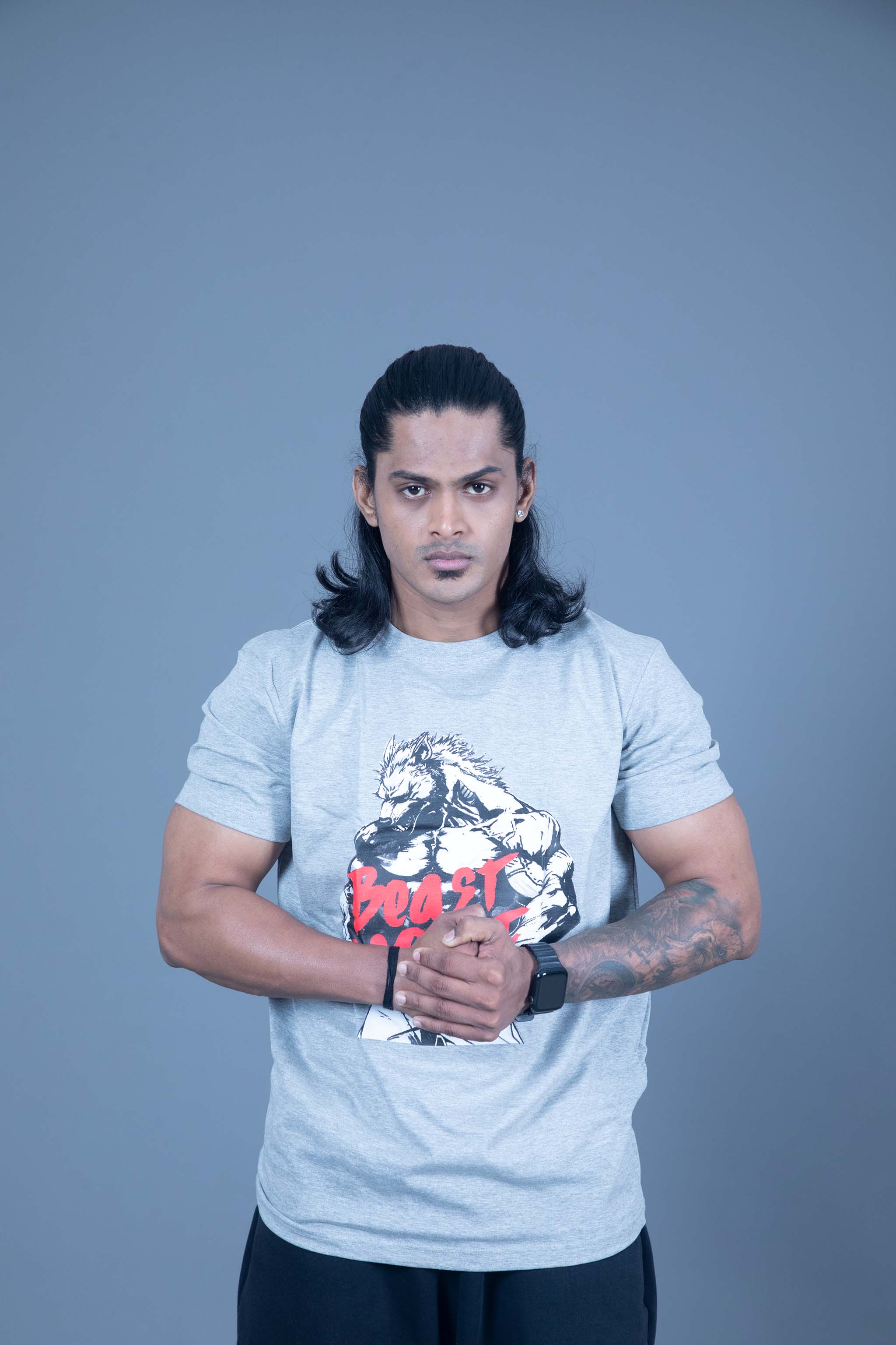 Beast Mode Grey Melange – Strength in Motion, Style in Grey