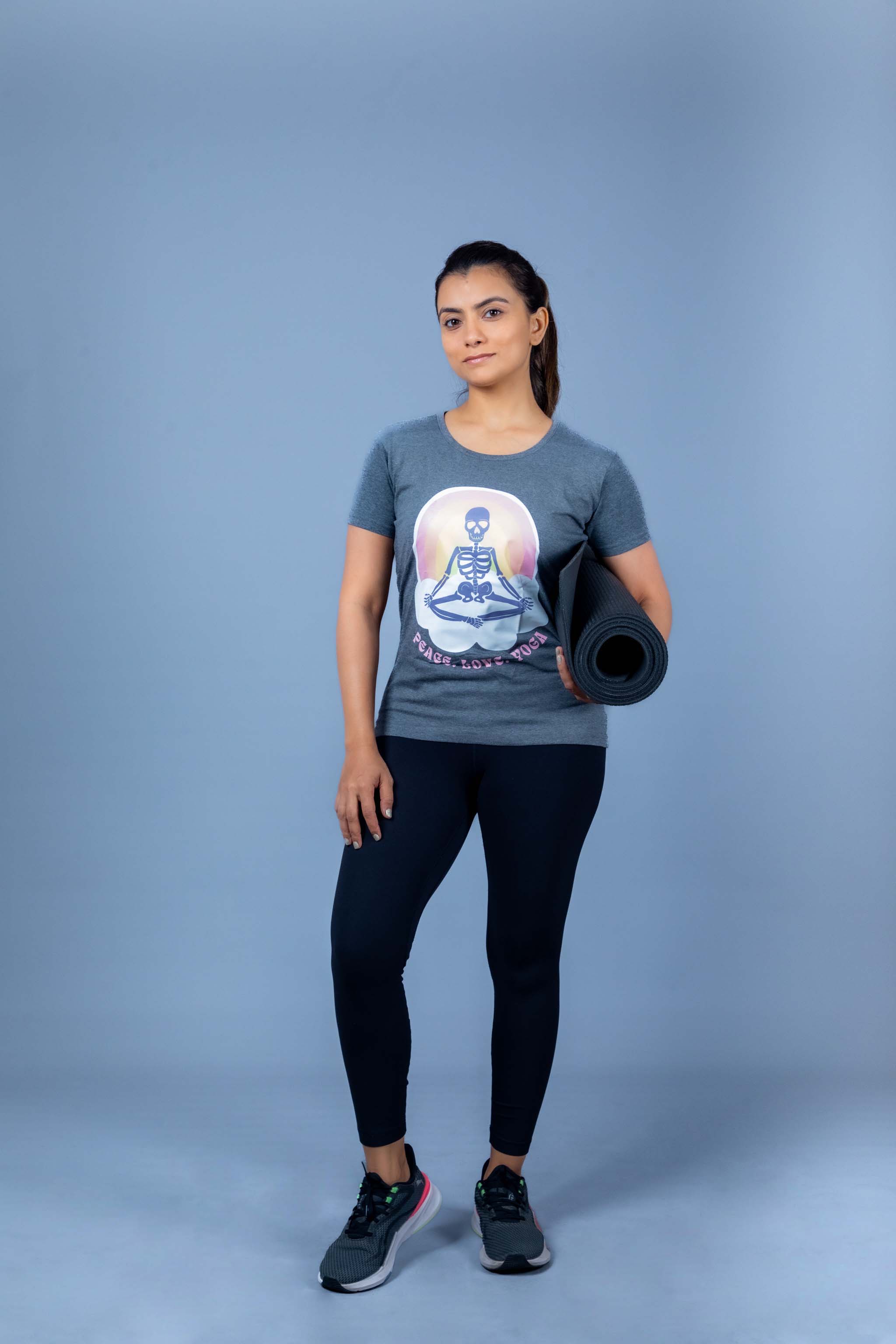 Peace Love Yoga Charcoal Melange – Flow with Strength & Serenity