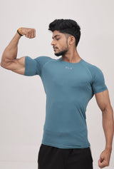 SHORT SLEEVE COMPRESSION TEAL