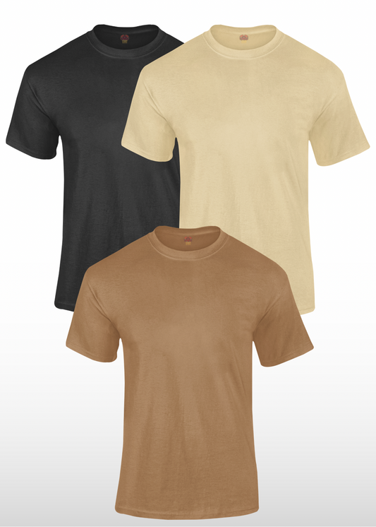 Men's Solid Regular Fit Cotton T-Shirt with Round Neck (Pack of 3)