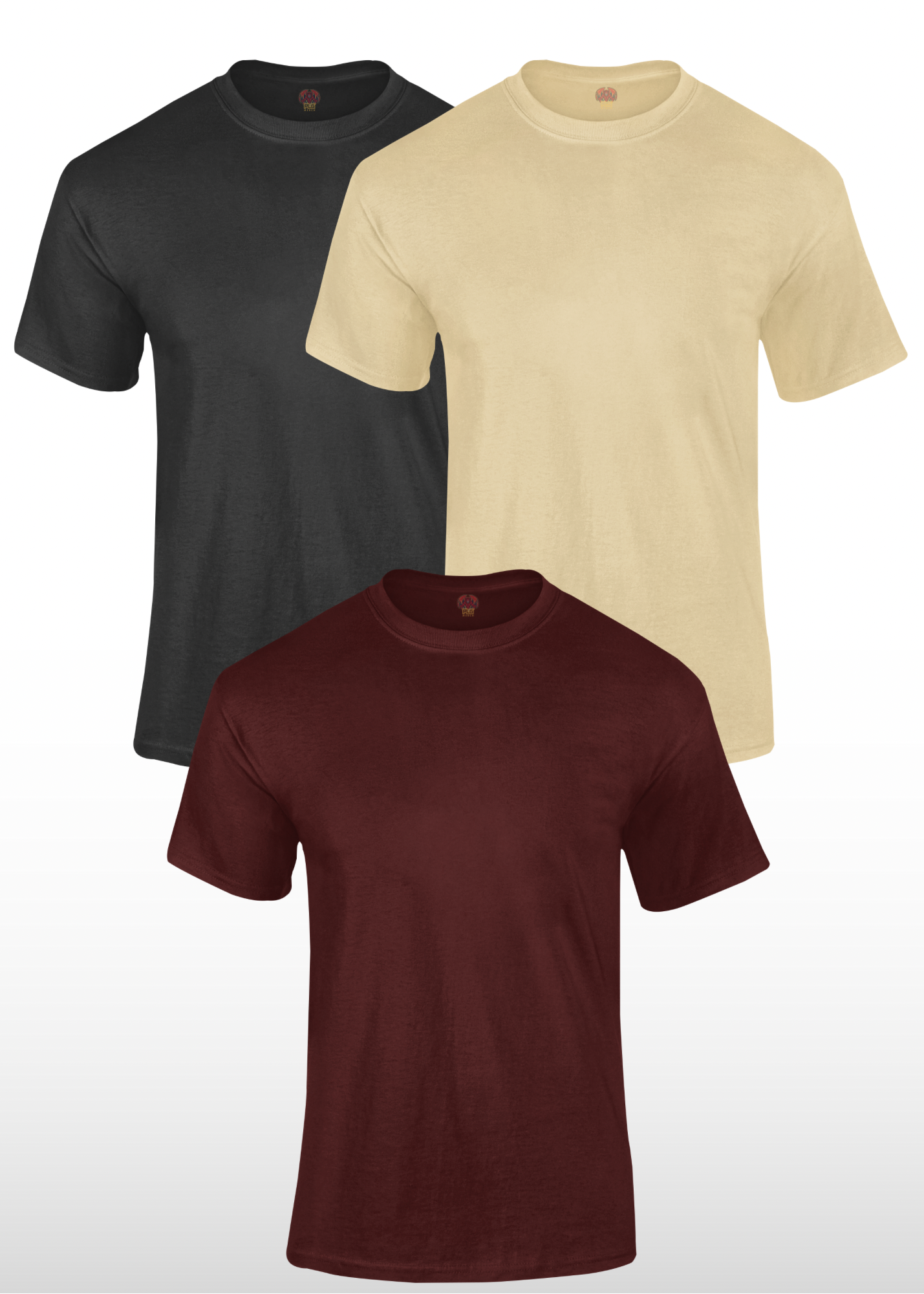 Men's Solid Regular Fit Cotton T-Shirt with Round Neck (Pack of 3)