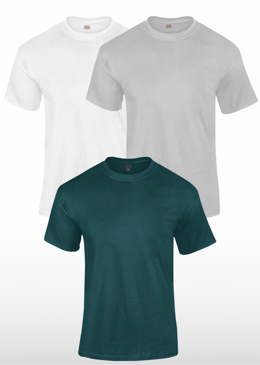 Men's Solid Regular Fit Cotton T-Shirt with Round Neck (Pack of 3)