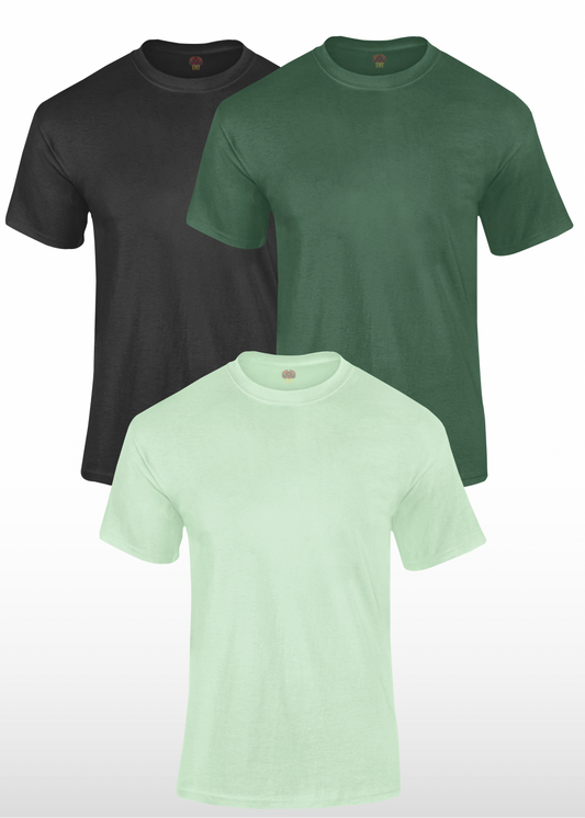 Men's Solid Regular Fit Cotton T-Shirt with Round Neck (Pack of 3)