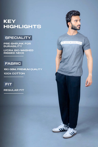 Man wearing a premium cotton sports t shirt designed for workouts and training
